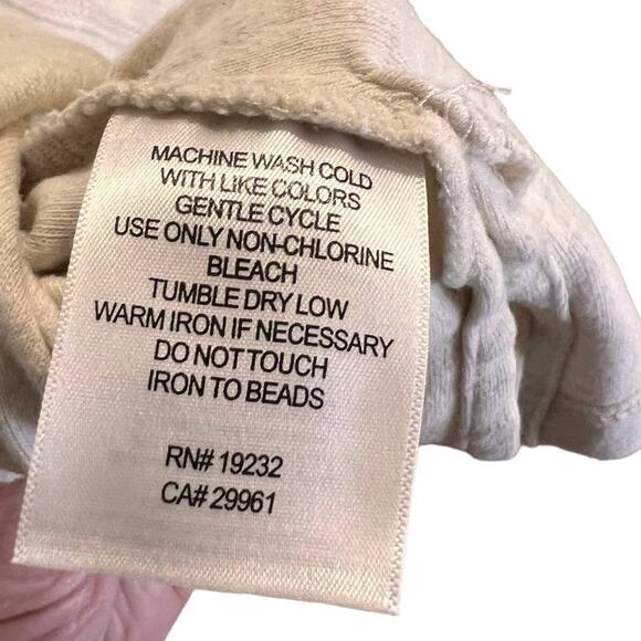 Alfred Dunner Beaded V-Neck Seahorse Top Plus Size 3X Cream Cotton Blend - Picture 9 of 12